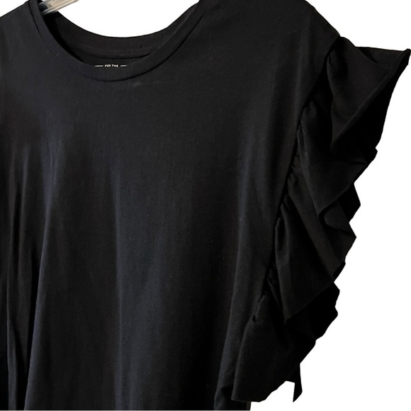NEW For the Republic Flutter Sleeve Crew Neck Top S Boxy Oversized Black - Picture 2 of 11